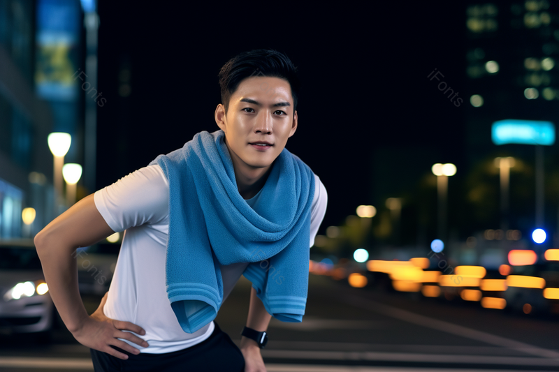 户外夜跑的男青年同志实拍摄影图,高清,摄影图,摄影图片,图片大全,摄影图免费下载
